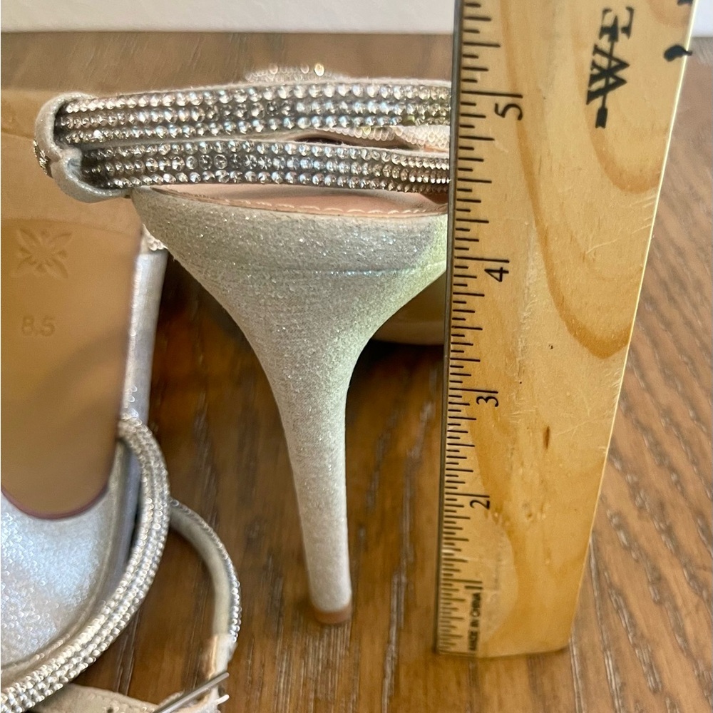 BCBGeneration Annese Silver And Rhinestone Heels Ankle Straps - Picture 7 of 8